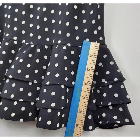Evan Picón Women's Size 4 Ruffle Knee Length Pencil Skirt Black White Polka Dots - Picture 9 of 10